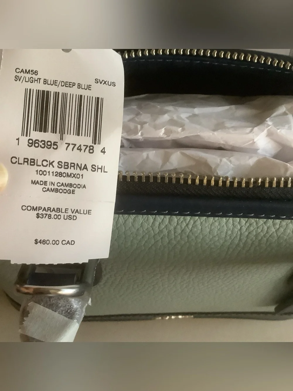 NWT COACH Sabrina Satchel Bag in Colorblock light blue / deep blue